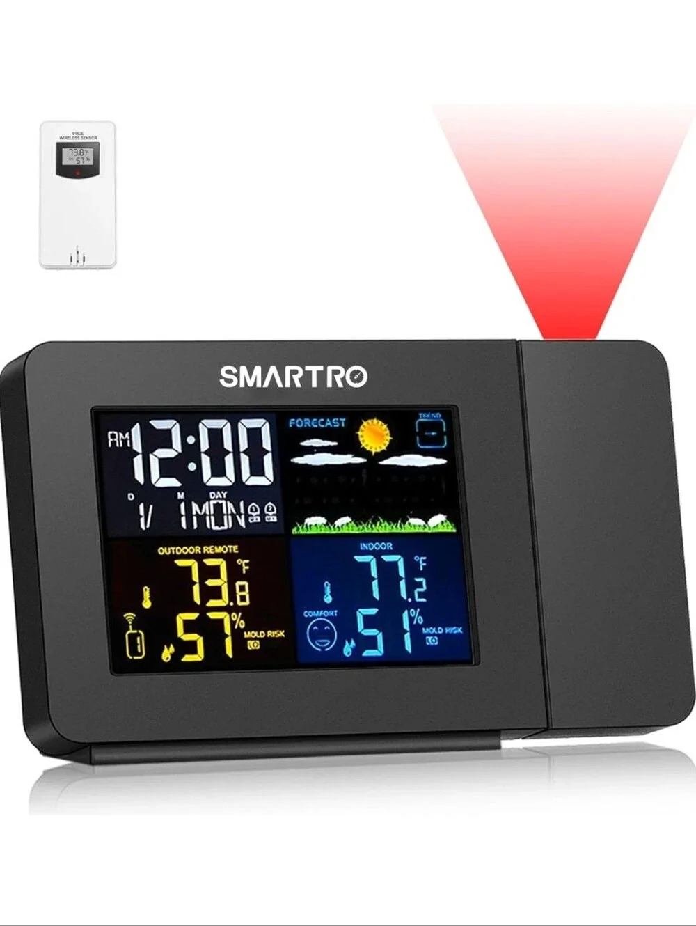 SMARTRO Projection Alarm Clock ~ Project Time & Weather on Ceiling or Wall